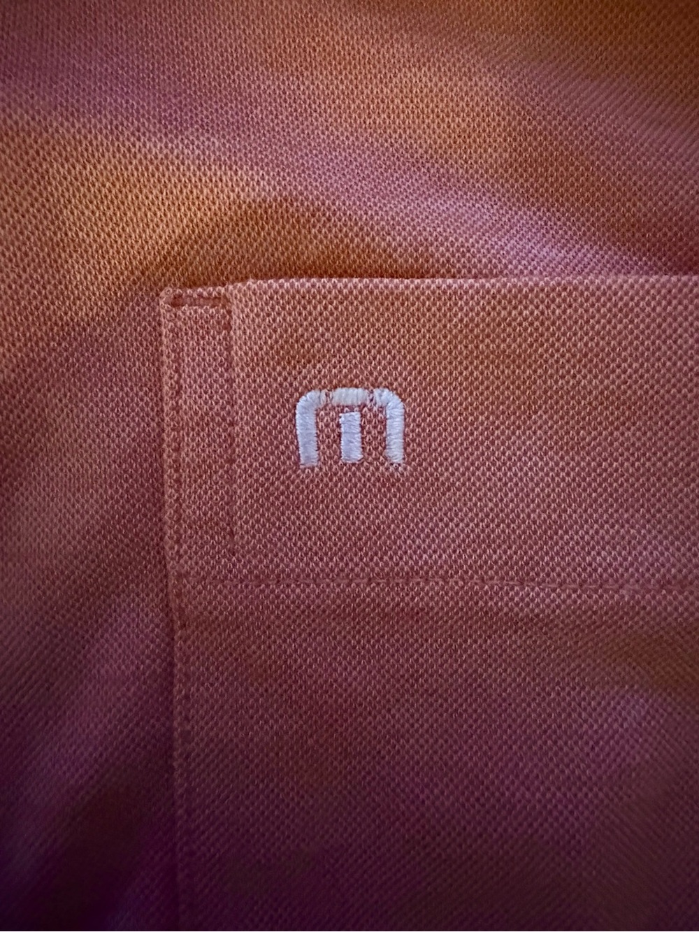 TravisMathew Men's Size Large Peach Orange Pima Cotton Golf Polo Shirt Pocket - Picture 4 of 8